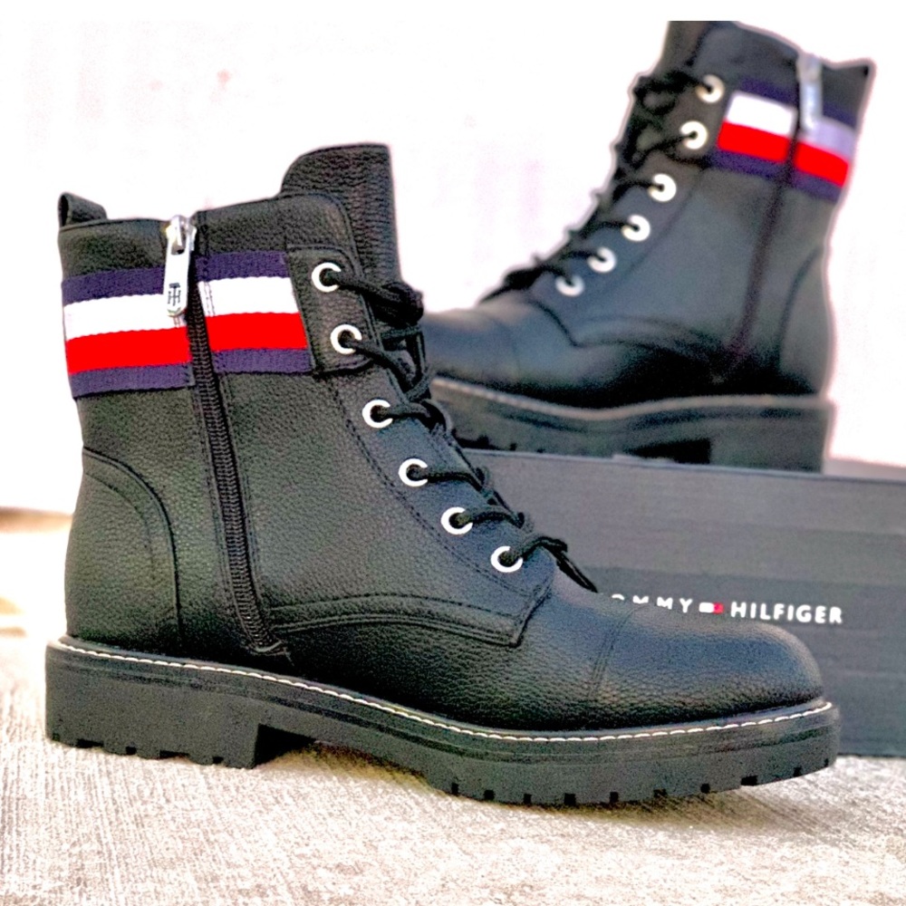 NWT Tommy Hilfiger Black Lavo 2 Moto Combat Boots - Picture 14 of 14